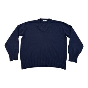 Neiman Marcus Mens 100% Pure Cashmere V-Neck Sweater Blue Made In Scotland Sz 40